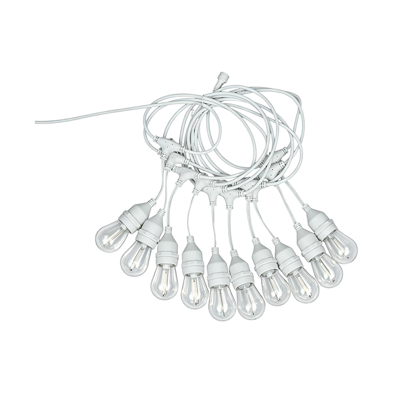 S14-Hängedraht, E27, Spirale, transparenter Lampenschirm, farbige Lichterkette
