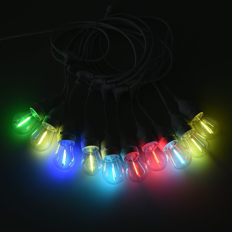 S14-Hängedraht, E27, Spirale, transparenter Lampenschirm, farbige Lichterkette