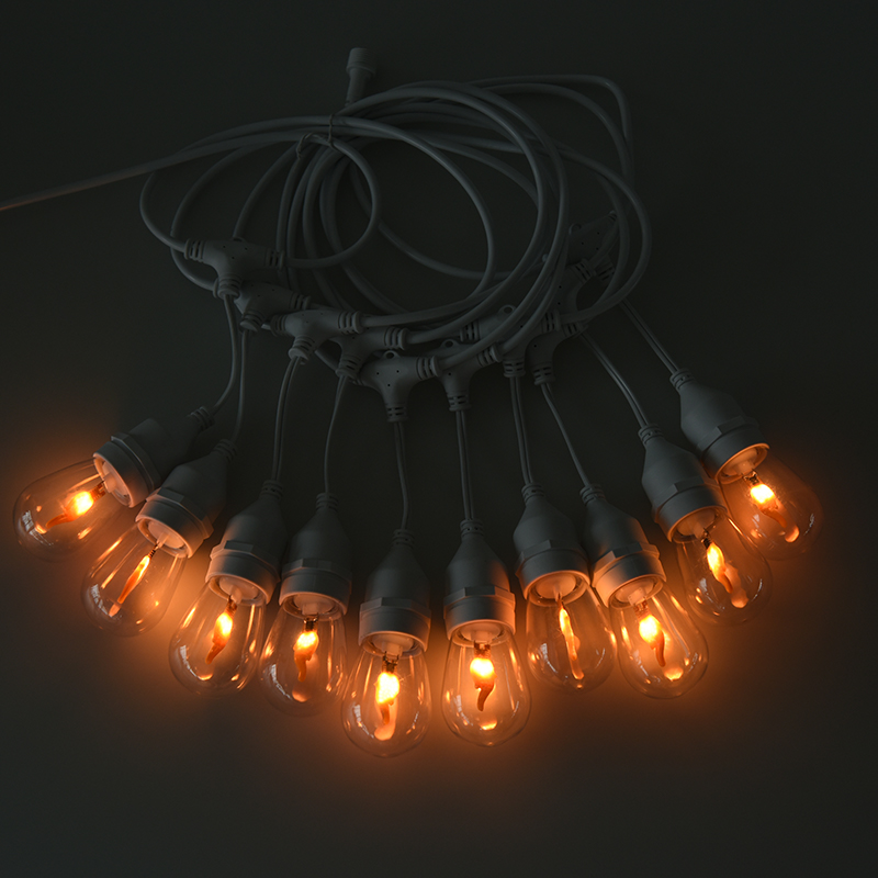 S14-Anhänger, Typ E27, spiralförmig, warmweiße Lichterkette, 3,5 V, Niederspannung, Sicherheitsmodell