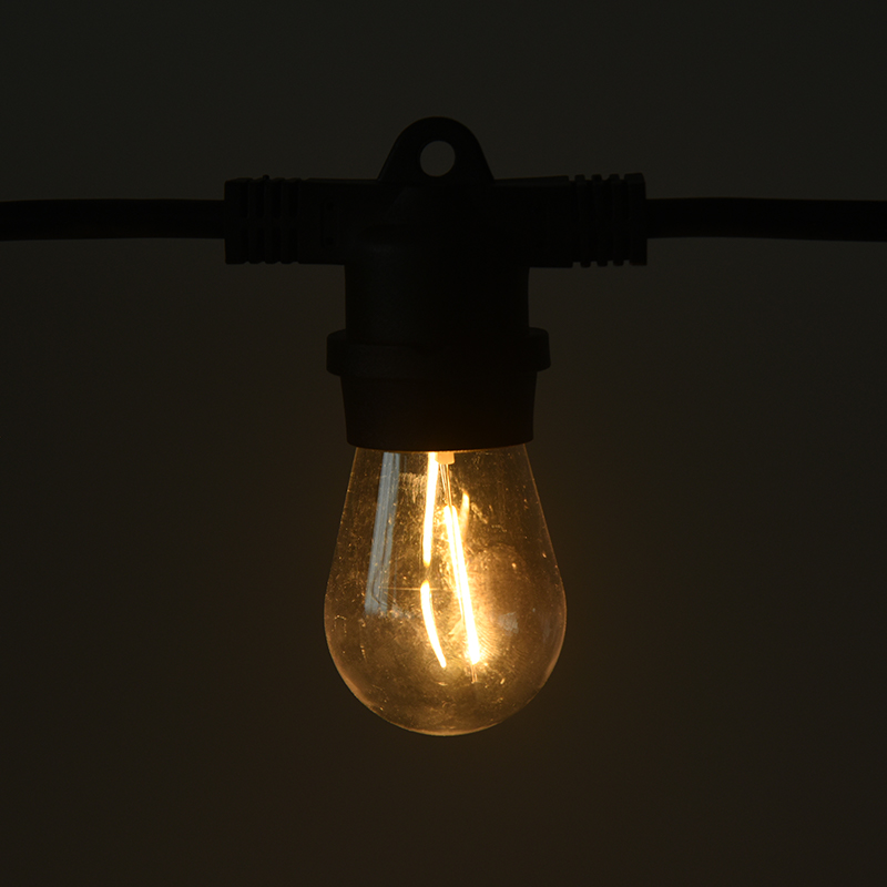 US-Standard-S14-Lichterkette, integrierte E26-Spiralfassung, warmweißes Licht, robustes technisches Modell