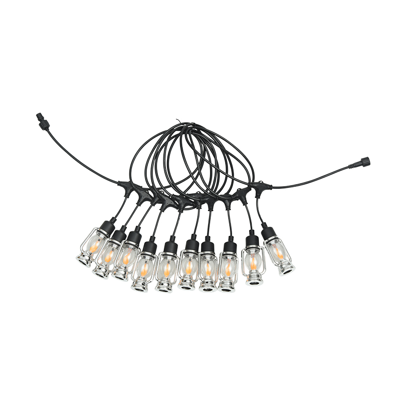 Flammenlichterkette im Vintage-Kutschenlaternen-Stil (Silber, 5 Meter, 10 Lichter)